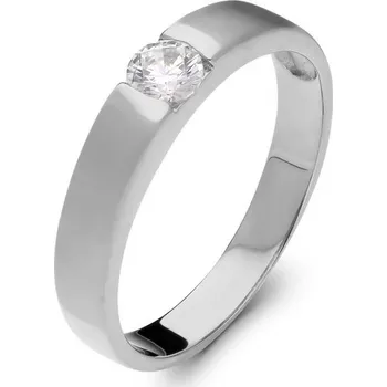 Prsten Leru Prsten z bílého zlata hladký se zapuštěným zirkonem Velikost a váha prstenu: 50 (váha 1,85g)