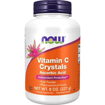 Fitness strava NOW Foods NOW Vitamin C Crystals kyselina askorbová bez GMO čistý prášek 227 g