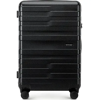 Střední černý polykarbonátový kufr s vodorovnými pruhy | WITTCHEN | 56-3P-582-10