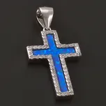 Goldpoint Stříbrný kříž opál a zirkony Varianta: stříbrný přívěs