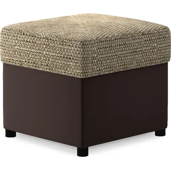 Taburet Taburet STRIATA 46 x 46 cm, hnědá látka/tmavě hnědá ekokůže + vyzvednutí ZDARMA