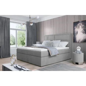 Ložnice Boxspring BARBARIO 15 160x200, světle šedá látka +možnost VÝNOSU + vyzvednutí ZDARMA