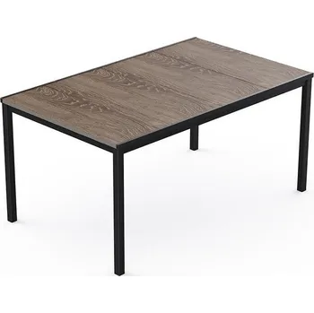 Zahradní stůl Venkovní jídelní stůl pro 6 osob 160 cm horní deska vzhled dřevo jasan / černé nohy, kov + plast, 159x95 cm