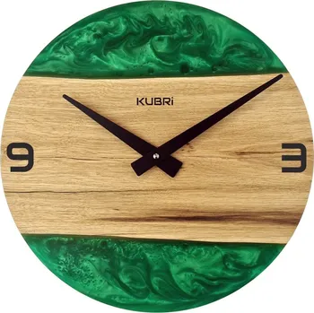 Hodiny KUBRi 0183A - Luxusní dubové hodiny s epoxidovými doplňky