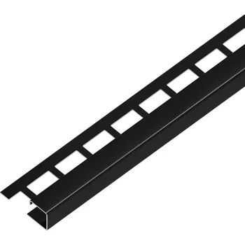 Podlahová lišta ACARA EX1/SP7 EXCELLENT ukončovací lišta Q, čtvercová, pravidelná, nerez V2A RAL9005 černá matná, 6 mm, 2,5 m AAECC 60-PR-RAL9005