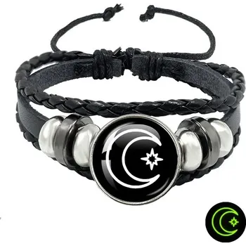 Náramek Měsíc/slunce náramek pro páry vintage styl | vícevrstvý náramek, kožený náramek - 19