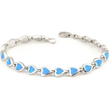 Náramek Dámský stříbrný srdíčkový opálový náramek 19 cm STNA0860F + dárek zdarma