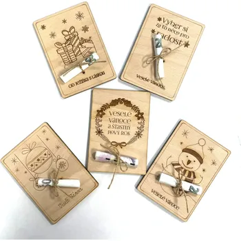 Vánoční dřevěné přání na bankovky 14 x 10 cm