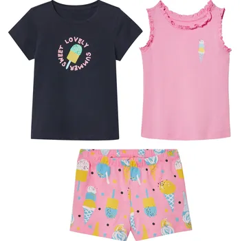 lupilu® Dívčí letní souprava, 3dílná (navy modrá / růžová, 98/104)