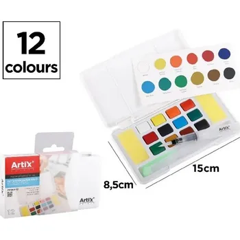 LU Akvarelové barvy se štětcem 12 odstínů - set