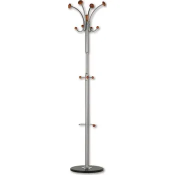 Stojací věšák Britt - stříbrný/třešeň