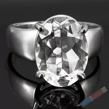 Prsten Stříbrný prsten (Ag 925/1000) s broušeným křišťálem QA, vel. kamene cca 16 x 12 mm, nádherný brus, POUZE VELIKOST 59/60 (KR1212R)