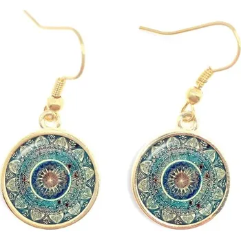 Náušnice Mandala náušnice skleněné se vzorem | zen šperky, dárkové náušnice - 5