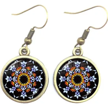 Náušnice Mandala náušnice skleněné se vzorem | zen šperky, dárkové náušnice - 9