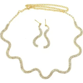 Svatební dekorace Svatební štrasový náhrdelník a náušnice pro ženy | svatební šperky, stříbrný set - 20