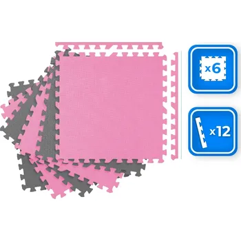 JAKS Pěnové puzzle podložky růžovo šedé 60 x 60 cm