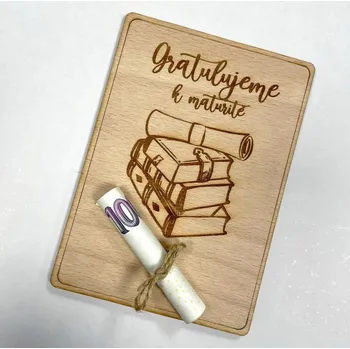 Dřevěné přání k maturitě Nápis: Standard - Bez vlastních jmen