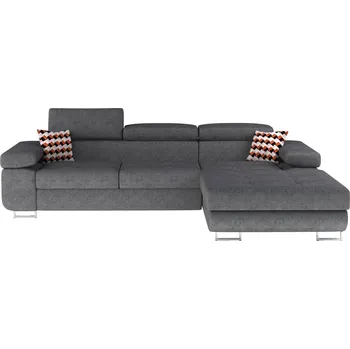 Sedací souprava Rozkládací rohová sedačka DARPOL 06, světle šedá látka/dekorativní polštáře, pravá +možnost VÝNOSU + vyzvednutí ZDARMA