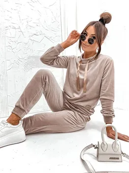 Dámské stahovací prádlo Beige Chic dámská velurová souprava - značka Moon, odstíny béžové XL (42) i392_23608-53