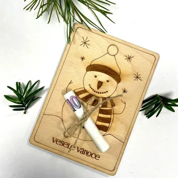 Vánoční dřevěné přání na bankovky-motiv 5 Nápis: Standard - Bez vlastních jmen