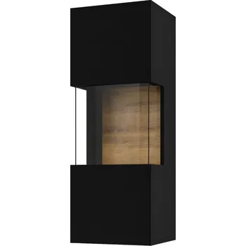 Knihovna AVA Vitrína závěsná černý mat/dub wotan