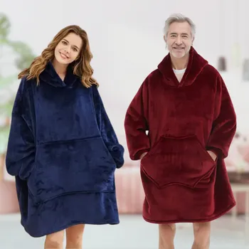 Dámská mikina Oversized plyšová mikina 2v1 - Červená