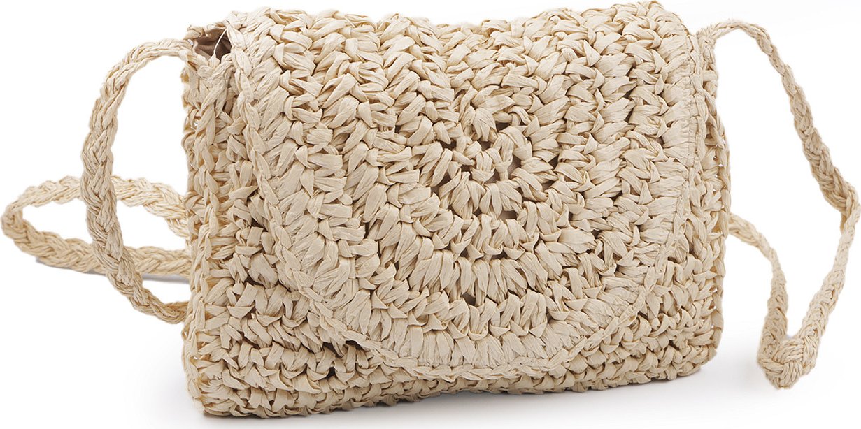 Háčkovaná kabelka z rafie - lýka crossbody 16x21 cm