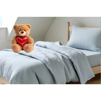 Povlečení Mušelínové povlečení do postýlky – modré 100x135+45x60