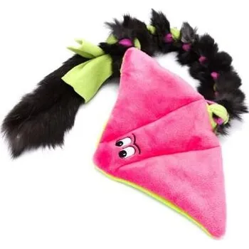 Hračka pro psa Rejnok s králičí kožešinou růžová/zelená