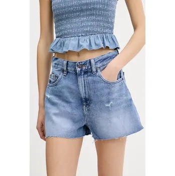 Dámské kraťasy Džínové šortky Tommy Jeans dámské, modrá barva, high waist, DW0DW20575 50J, vel. 27