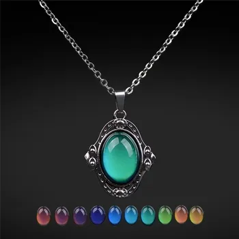 Náhrdelník Mood náhrdelník s měnícím přívěskem a retro stylem | náladový šperk, ocelový náhrdelník