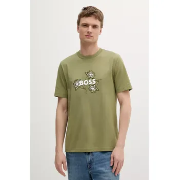 Pánské oblečení Bavlněné tričko BOSS 50536796 zelená 91X, vel. XXL