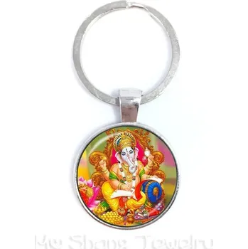 Skleněná klíčenka ganesha, buddha | ezoterický přívěsek, pánská klíčenka - 4