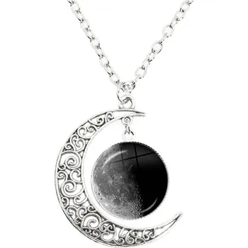 Náhrdelník Měsíční přívěsek s fází úplňku | měsíční náhrdelník, lunární šperk - Ubývající čtvrť
