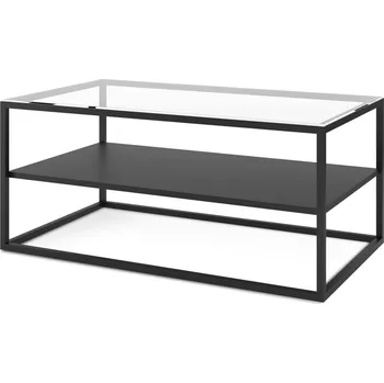 Konferenční stolek Konferenční stolek LOBOPHYLLIA s policí, sklo/černá + vyzvednutí ZDARMA