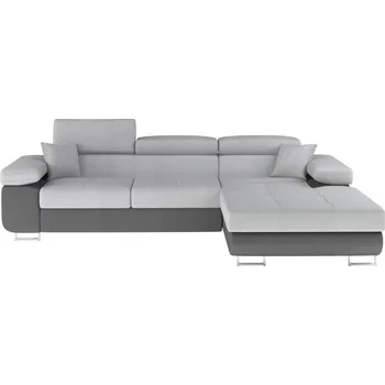 Sedací souprava Rozkládací rohová sedačka DARPOL 27, světle šedá látka/tmavě šedá látka, pravá +možnost VÝNOSU + vyzvednutí ZDARMA