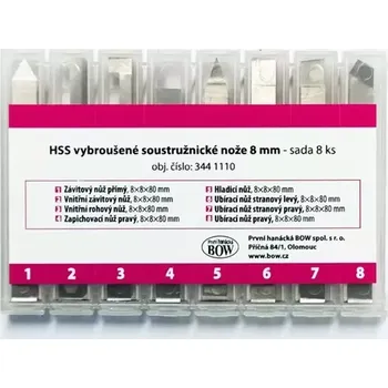 Příslušenstí k soustruhu 3441110 HSS vybroušené soustružnické nože Optimum 8 mm - sada 8 ks