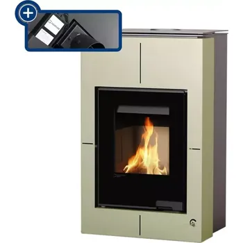 Krbová kamna HSF34-081 Krbová kamna AQUAFLAM VARIO SAPORO 11/5kW olivová, elektronická regulace Flamingo