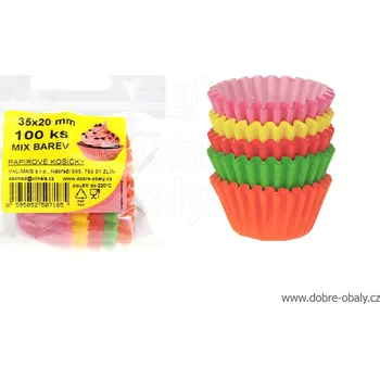 Jednorázové nádobí Papírové košíčky barevné cukrářské 35x20mm, 100ks - Papírové koš