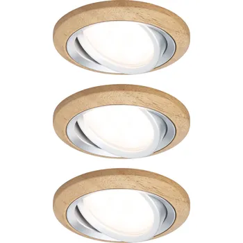 Venkovní osvětlení Paulmann 92239 Lanati Coin, set dřevěných bodovek s hliníkem, 3x6W LED 2700K, prům. 8,4cm