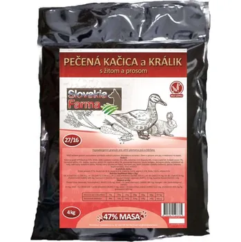 Krmivo pro psa Hypoalergenní Granule Slovakia Farma - Pečená kačica a králik s žitom a prosom 27/16 - 4 kg