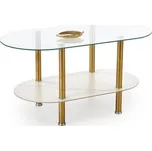 Halmar Konferenční stolek DUCAT bílý mramor/sklo/zlatý