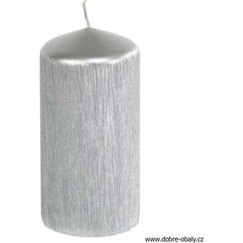 Svíčka Stříbrná válcová svíčka 50x100 mm