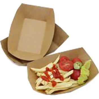 Jednorázové nádobí VIBAL Lodička papírová hnědá, 165x123x35mm 250ks/4bal