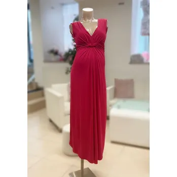 Těhotenské šaty Mama L'amour Elegantní těhotenské a kojící šaty s předním uzlem 3v1 Jo magenta MAXI Velikost: XL