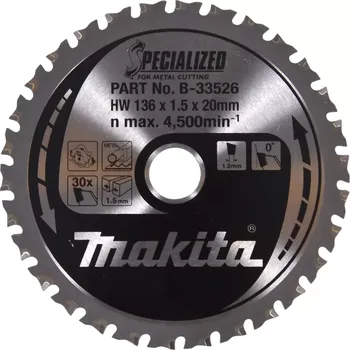 Pilový kotouč B-33526 Kotouč pilový ocel SPECIALIZED 136x1,5x20mm 30Z Makita