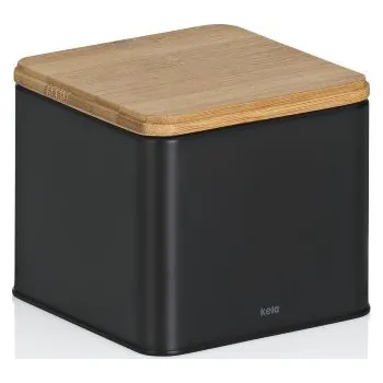 Dóza na potraviny Úložná dóza Kiril kovová černá 11,5x11,5x9,5cm 800,0ml KL-17887