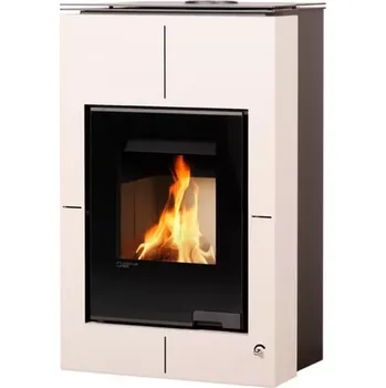 Krbová kamna HSF34-106 Krbová kamna AQUAFLAM VARIO SAPORO 11kW krémová (teplovzdušná verze) Flamingo