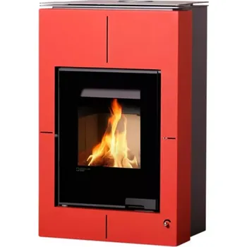 Krbová kamna HSF34-103 Krbová kamna AQUAFLAM VARIO SAPORO 11kW červená (teplovzdušná verze) Flamingo