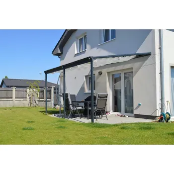 Zahradní stavba LG4313 Hliníková pergola LANITPLAST WALL 43 FSX antracit + čirý PC
